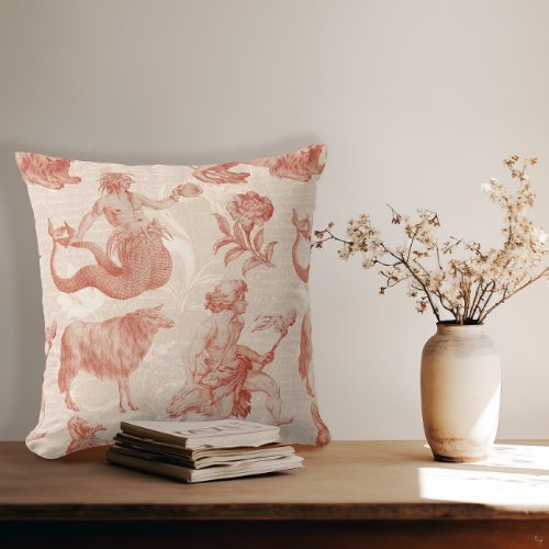 Classical Figures of Myth and Legend Toile de Jouy Throw Pillow