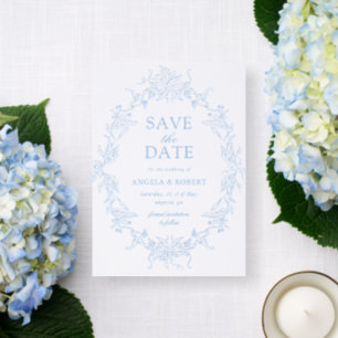 Classical Floral Crest Save the Date Invitation