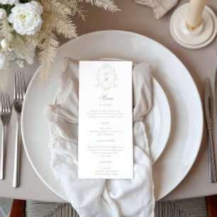 Classical Floral Crest Wedding Dinner Menu Invitation