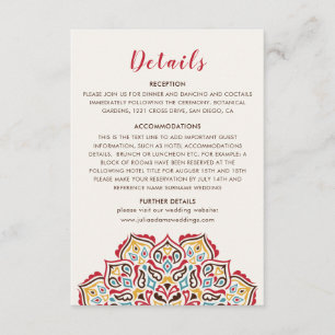 Classical Geometric Mandala Pattern Wedding Enclosure Card