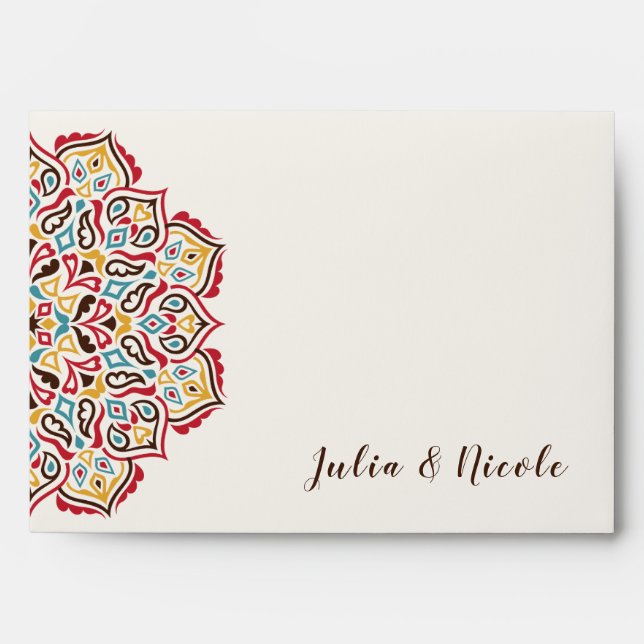 Classical Geometric Mandala Pattern Wedding Envelope (Front)