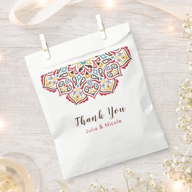 Classical Geometric Mandala Pattern Wedding Favor Bag (Clipped)