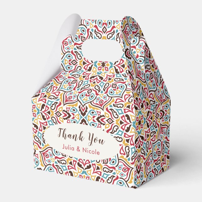 Classical Geometric Mandala Pattern Wedding Favor Boxes (Front Side)