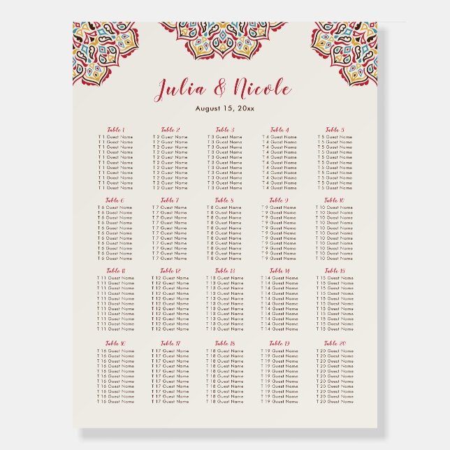 Classical Geometric Mandala Pattern Wedding Foam Board (Front)