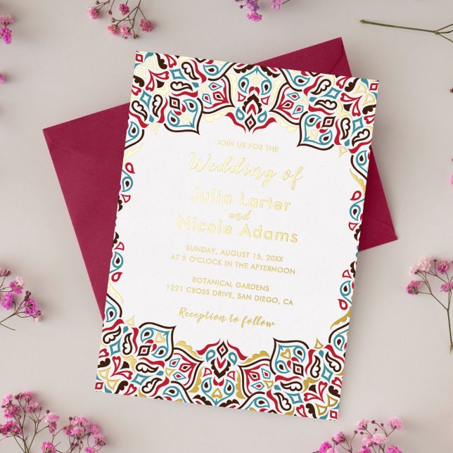 Classical Geometric Mandala Pattern Wedding Foil Invitation (Creator Uploaded)