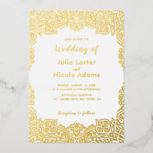 Classical Geometric Mandala Pattern Wedding Foil Invitation