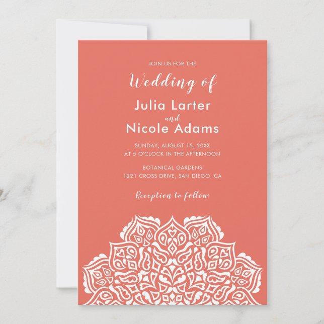Classical Geometric Mandala Pattern Wedding Invitation (Front)