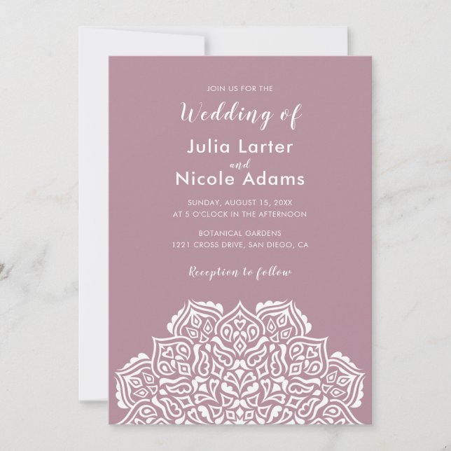 Classical Geometric Mandala Pattern Wedding Invitation (Front)