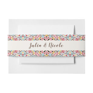 Classical Geometric Mandala Pattern Wedding Invitation Belly Band