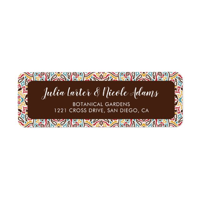 Classical Geometric Mandala Pattern Wedding Label (Front)