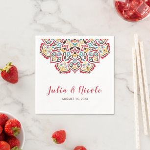 Classical Geometric Mandala Pattern Wedding Napkins