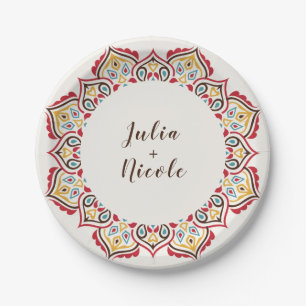Classical Geometric Mandala Pattern Wedding Paper Plates