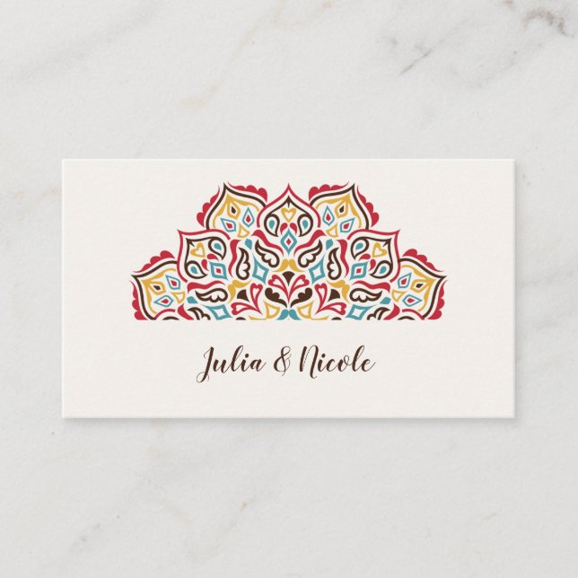 Classical Geometric Mandala Pattern Wedding Place Card (Front)