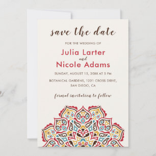 Classical Geometric Mandala Pattern Wedding Save The Date