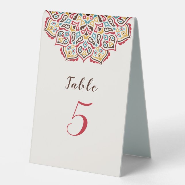 Classical Geometric Mandala Pattern Wedding Table Tent (Front)