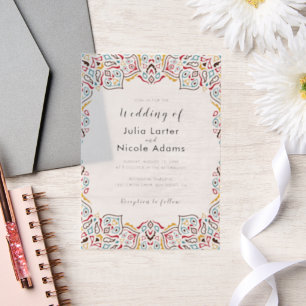 Classical Geometric Mandala Pattern Wedding Vellum Invitations