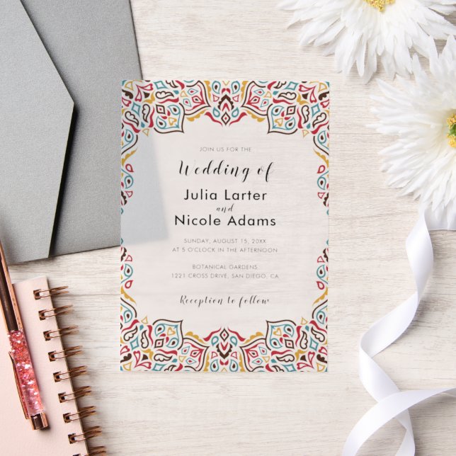 Classical Geometric Mandala Pattern Wedding Vellum Invitations (Wedding)