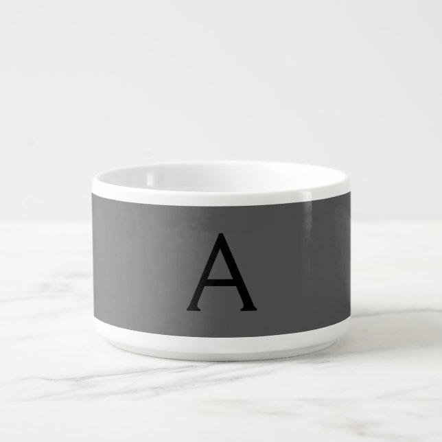 Classical Grey Simple Monogram Add Name Initial Bowl (Center)
