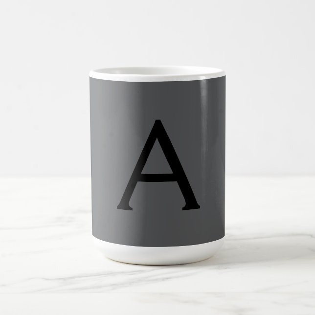 Classical Grey Simple Monogram Add Name Initial Coffee Mug (Center)