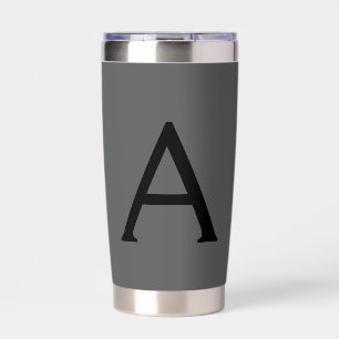 Classical Grey Simple Monogram Add Name Initial Insulated Tumbler