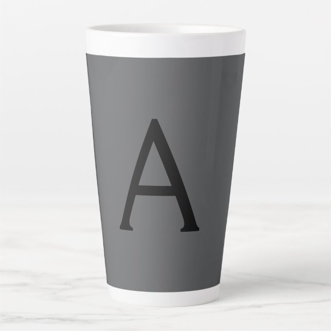 Classical Grey Simple Monogram Add Name Initial Latte Mug (Front)