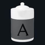 Classical Grey Simple Monogram Add Name Initial Teapot<br><div class="desc">Modern Professional Simple Design.</div>