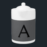 Classical Grey Simple Monogram Add Name Initial Teapot<br><div class="desc">Modern Professional Simple Design.</div>