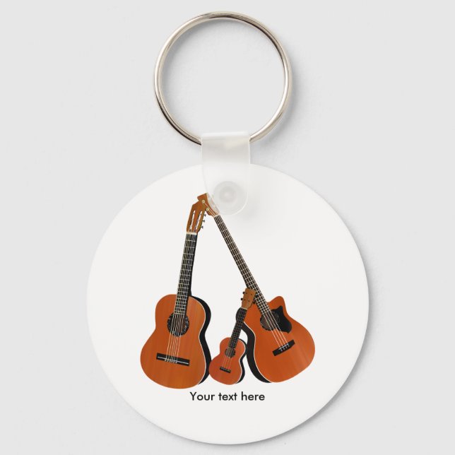 Classical Guitar Acoustic Bass and Ukulele Keychain (Front)