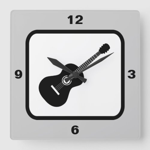 Classical Guitar Music Theme Square Wall Clock