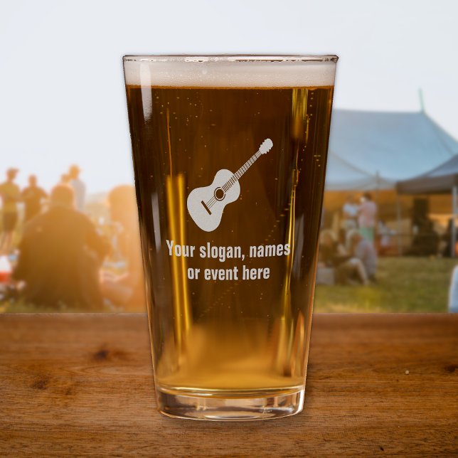 Classical Guitar Musician themed with your slogan Pint Glass (Creator Uploaded)
