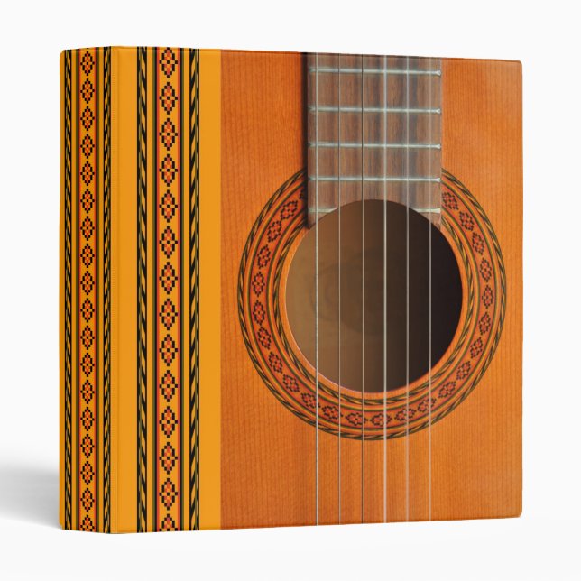 Classical guitar with red and green inlay binder (Front/Spine)