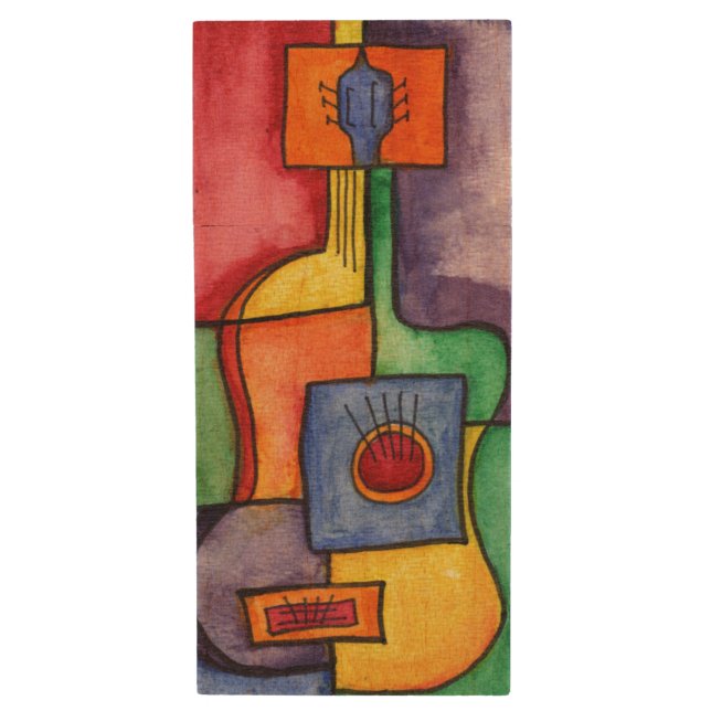 Classical Guitar Wood Flash Drive (Front Vertical)