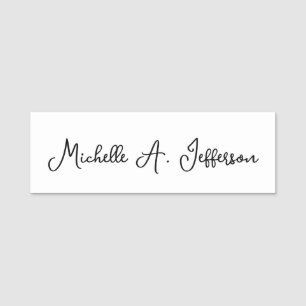 Classical Handwriting Creative Trendy White Name Tag