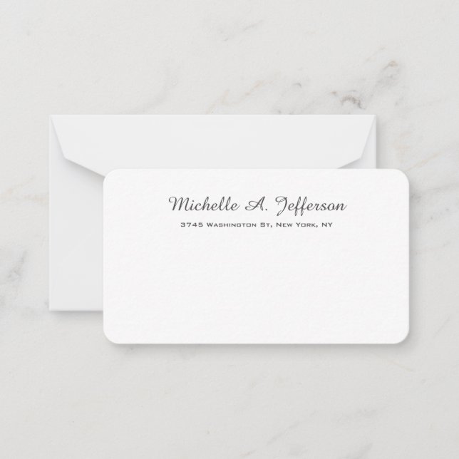 Classical Handwriting Creative Trendy White Note Card (Front)
