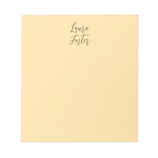 Classical Handwriting Elegant Name Beige Color Notepad (Front)