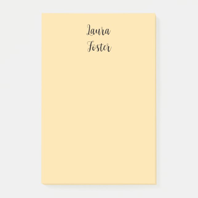 Classical Handwriting Elegant Name Beige Color Post-it Notes (Front)