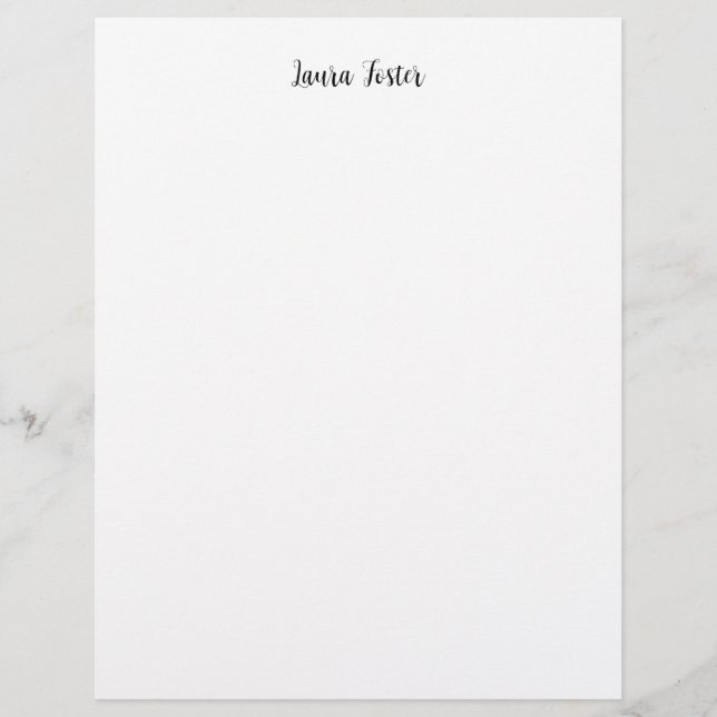 Classical Handwriting Elegant Name Black White Letterhead (Front)