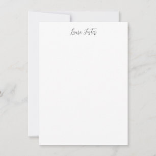 Classical Handwriting Elegant Name Black White Note Card