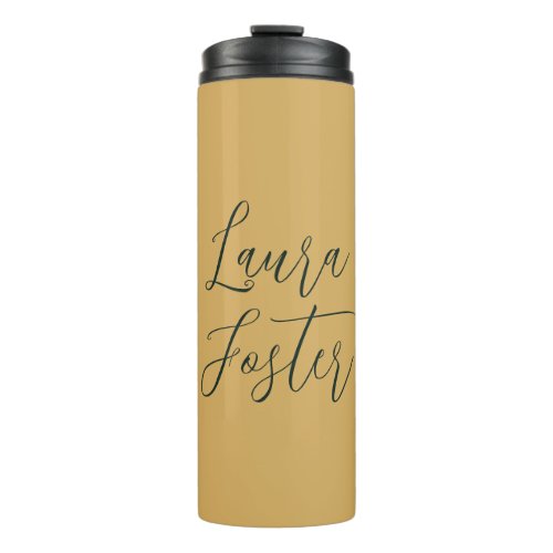 Classical Handwriting Elegant Name Gold Color Thermal Tumbler