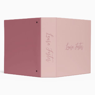 Classical Handwriting Elegant Name Rose Gold 3 Ring Binder
