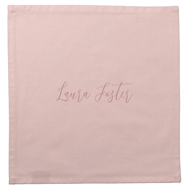 Classical Handwriting Elegant Name Rose Gold Cloth Napkin (Front)