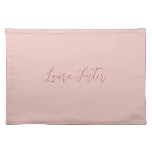 Classical Handwriting Elegant Name Rose Gold Cloth Placemat