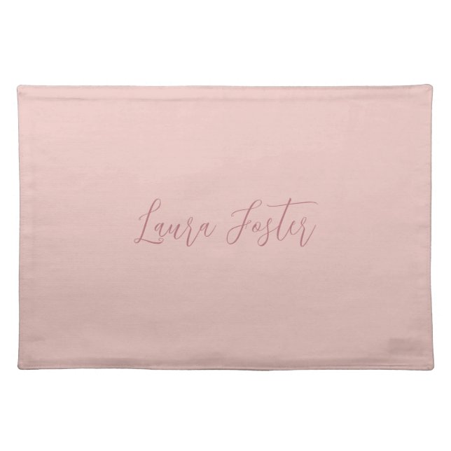 Classical Handwriting Elegant Name Rose Gold Cloth Placemat (Front)