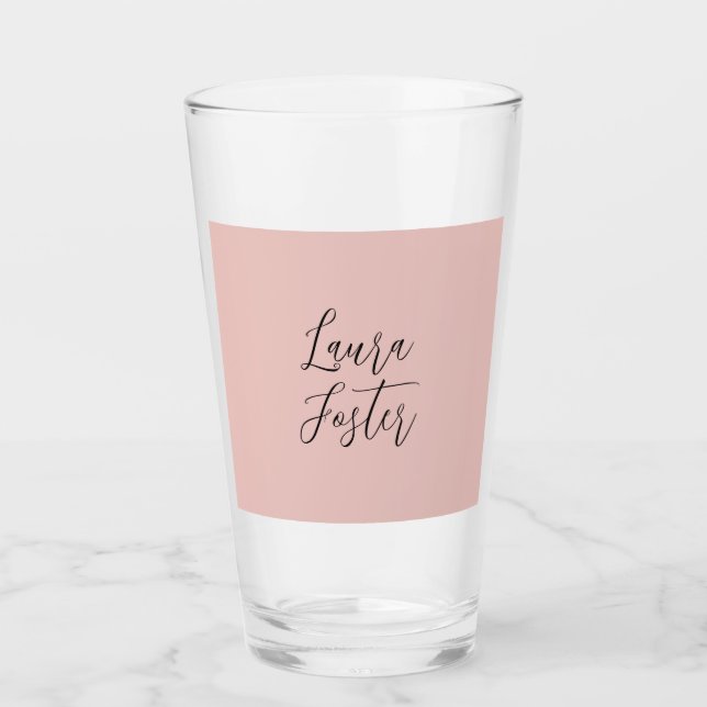 Classical Handwriting Elegant Name Rose Gold Glass (Front)