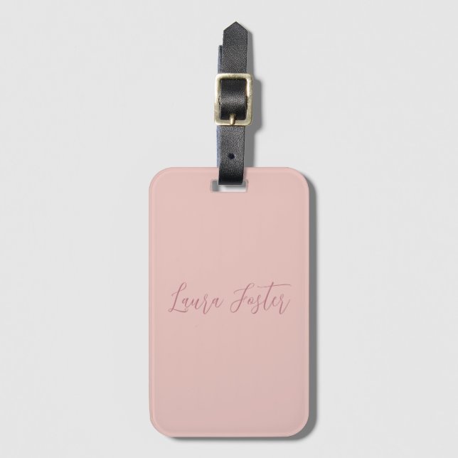 Classical Handwriting Elegant Name Rose Gold Luggage Tag (Front Vertical)