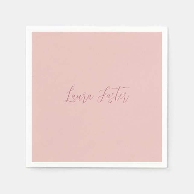 Classical Handwriting Elegant Name Rose Gold Napkins (Front)