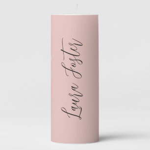 Classical Handwriting Elegant Name Rose Gold Pillar Candle