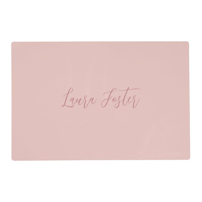 Classical Handwriting Elegant Name Rose Gold Placemat (Front)