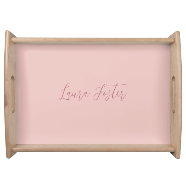 Classical Handwriting Elegant Name Rose Gold Serving Tray (Front)
