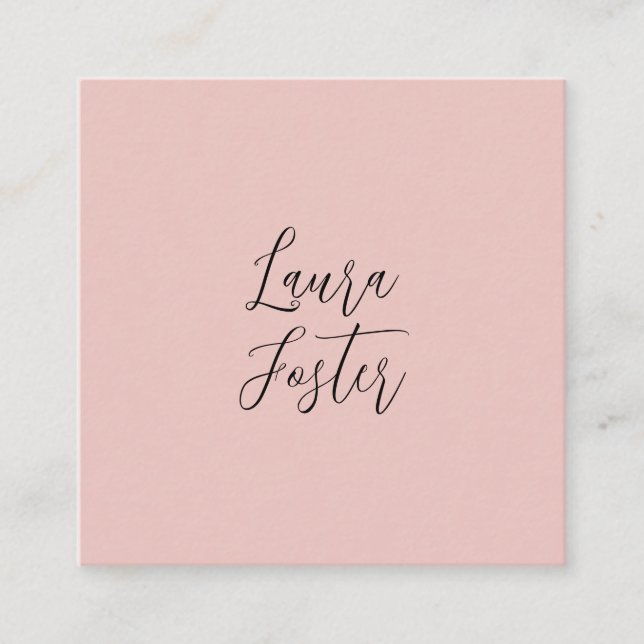 Classical Handwriting Elegant Name Rose Gold Square Business Card (Front)